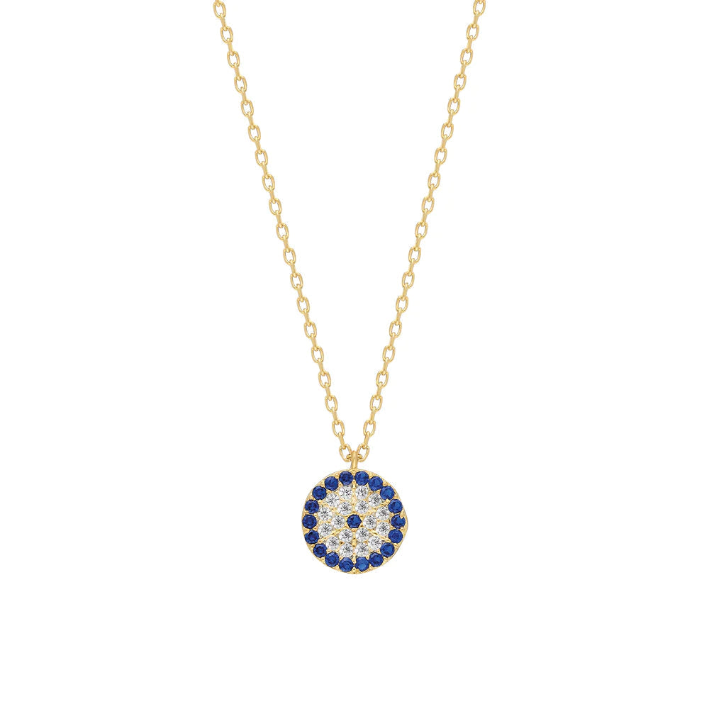 Zirkon Taşlı Nazar Kolye | 925 Ayar Gümüş – Jeweliay Jewelry – 2 – Gold beyaz fon #RENK_gold