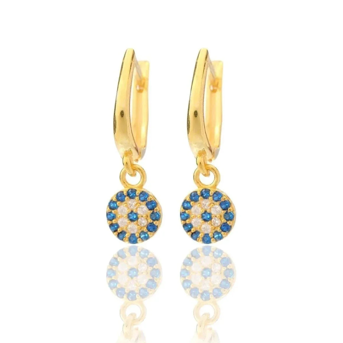 Zirkon Taşlı Nazar Sallantılı Küpe | 925 Ayar Gümüş – Jeweliay Jewelry – 1 – Gold beyaz fon #RENK_gold