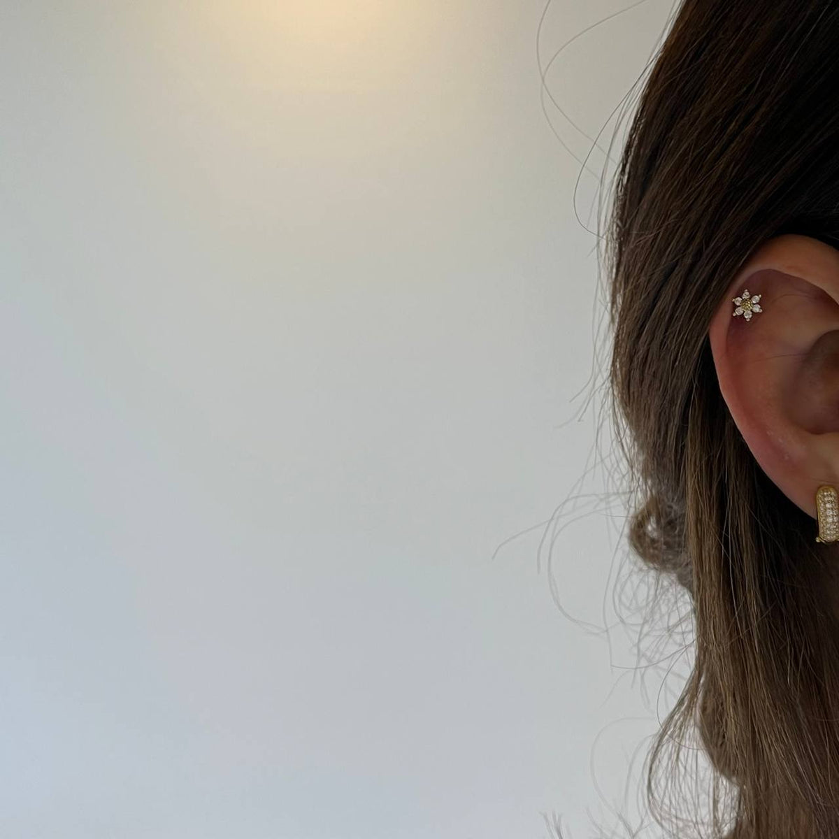 Zirkon Taşlı Papatya Piercing | 925 Ayar Gümüş – Jeweliay Jewelry – 4