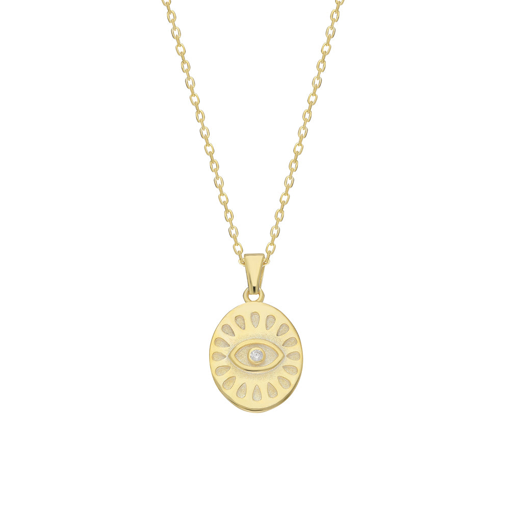 Zirkon Taşlı Plaka Göz Kolye | 925 Ayar Gümüş – Jeweliay Jewelry – 1 – Gold beyaz fon #RENK_gold