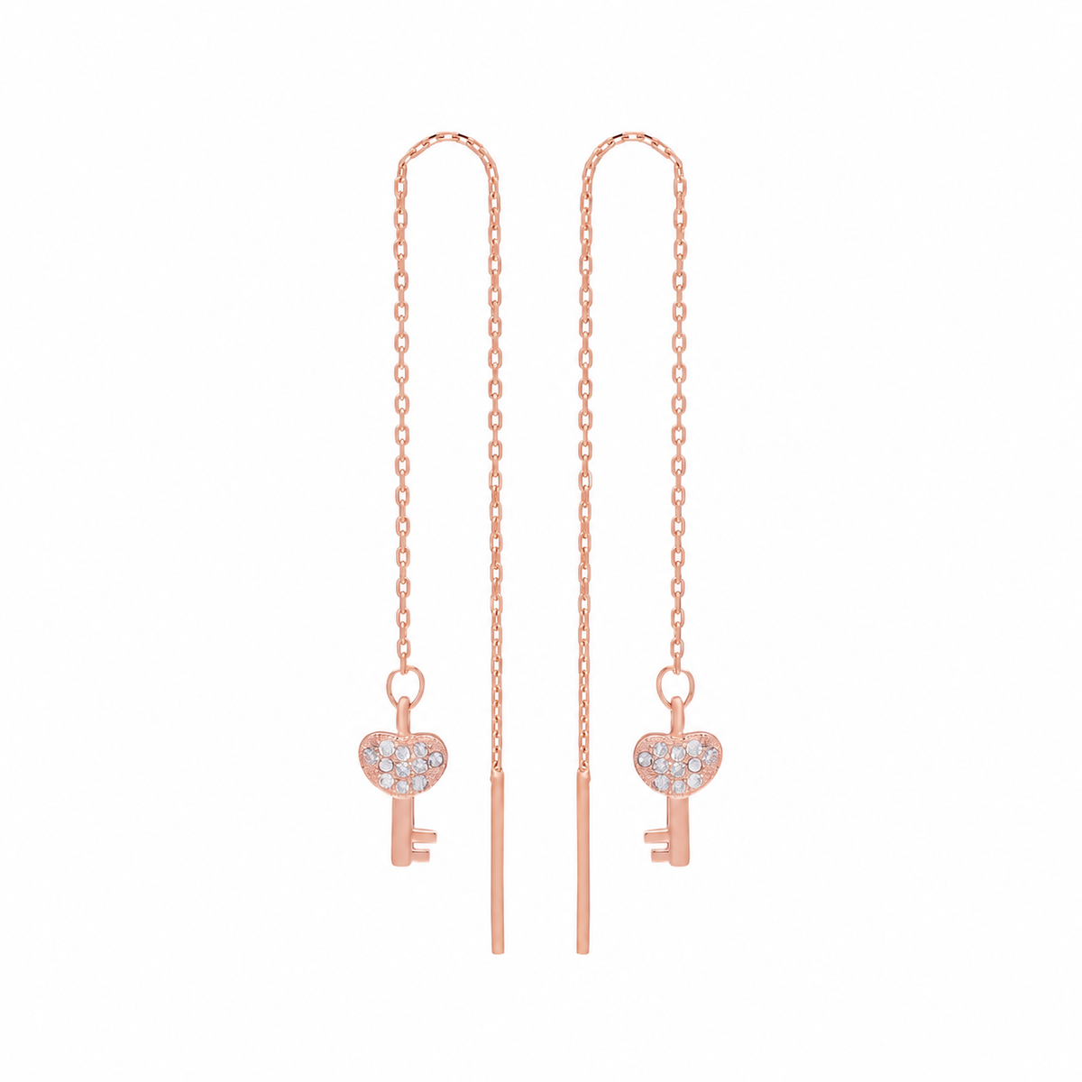 Zirkon Taşlı Sallantılı Anahtar Küpe | 925 Ayar Gümüş – Jeweliay Jewelry – 3 – Rose beyaz fon #RENK_rose