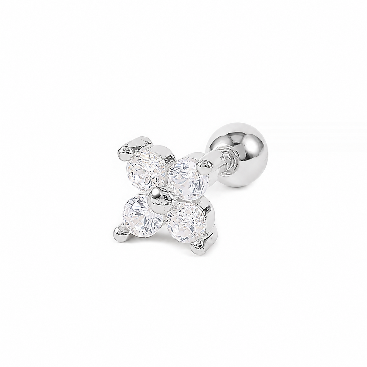 Zirkon Taşlı Yonca Piercing | 925 Ayar Gümüş – Jeweliay Jewelry – 2 – Silver beyaz fon #RENK_silver