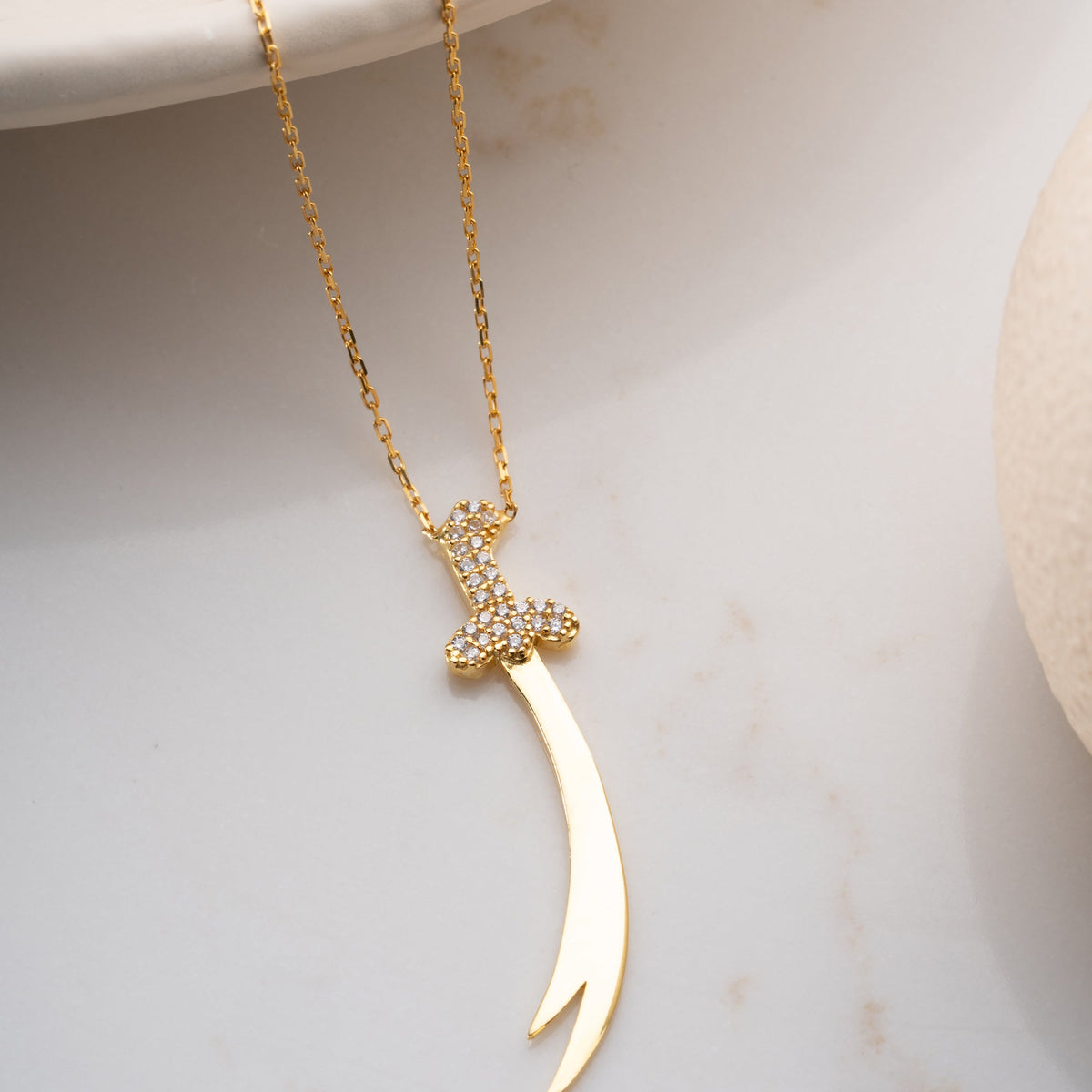 Zirkon Taşlı Zülfikar Kılıcı Kolye | 925 Ayar Gümüş – Jeweliay Jewelry – 6