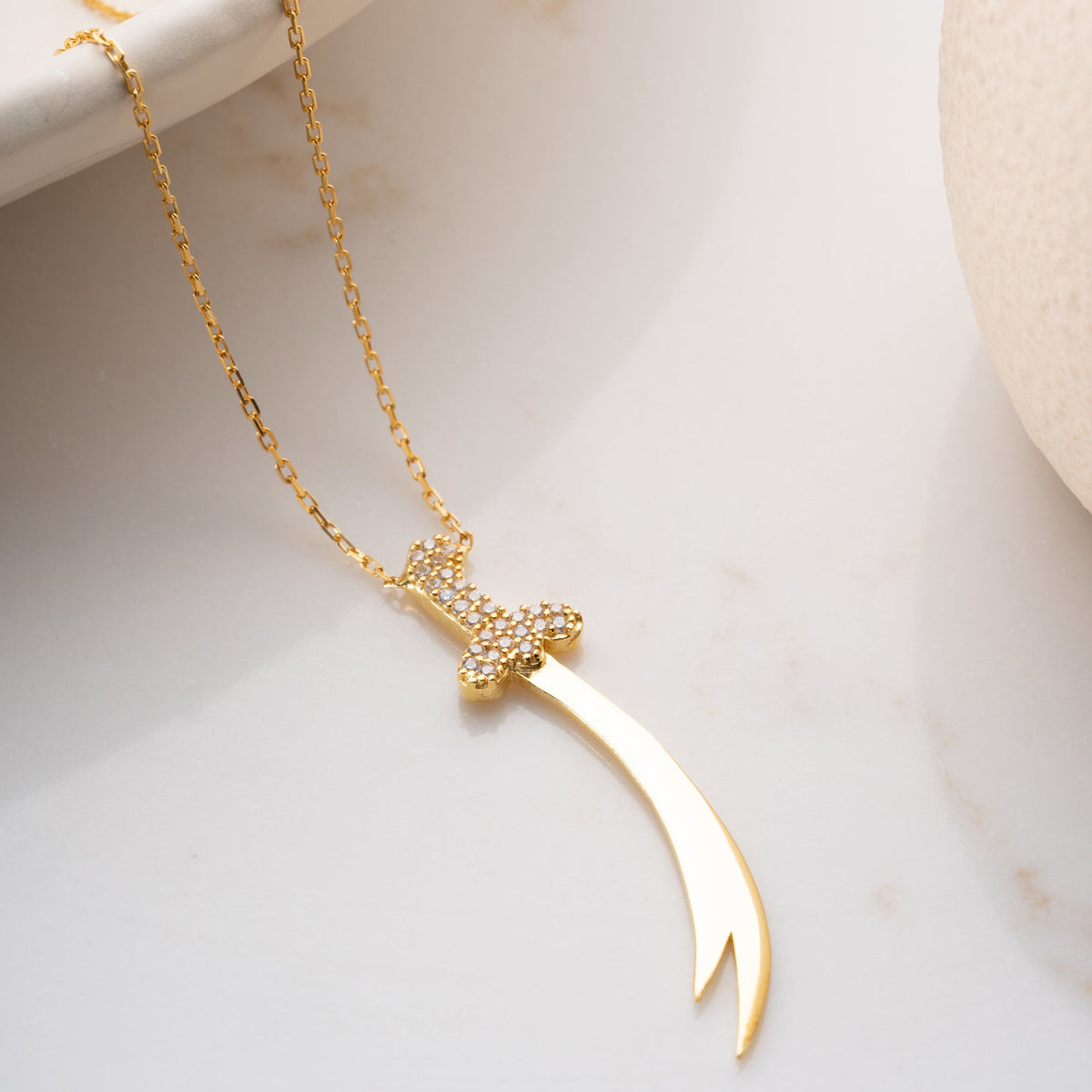 Zirkon Taşlı Zülfikar Kılıcı Kolye | 925 Ayar Gümüş – Jeweliay Jewelry – 8