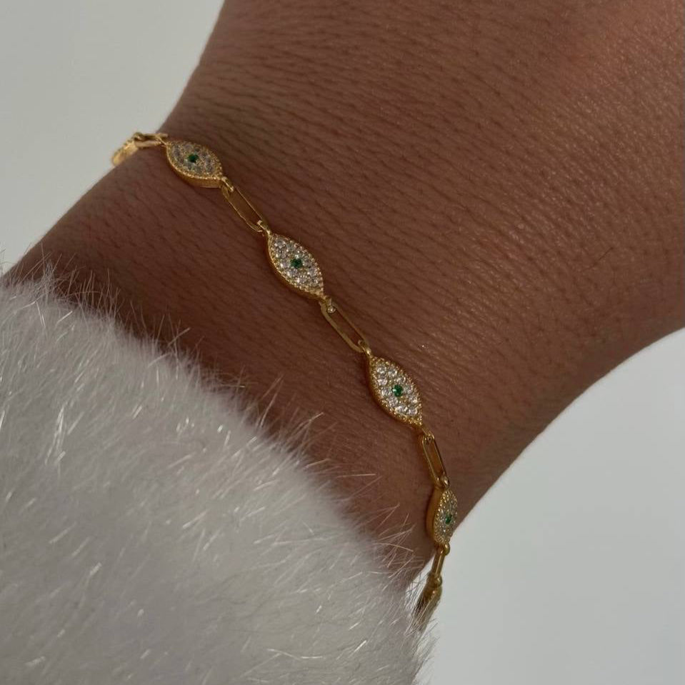 Zümrüt Taşlı Göz Bileklik | 925 Ayar Gümüş – Jeweliay Jewelry – 3