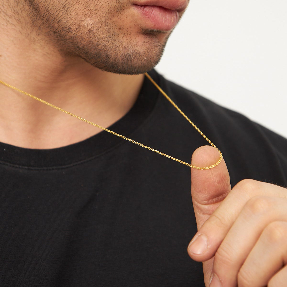 1 mm forse zincir erkek kolye, boyunda kullanımı.