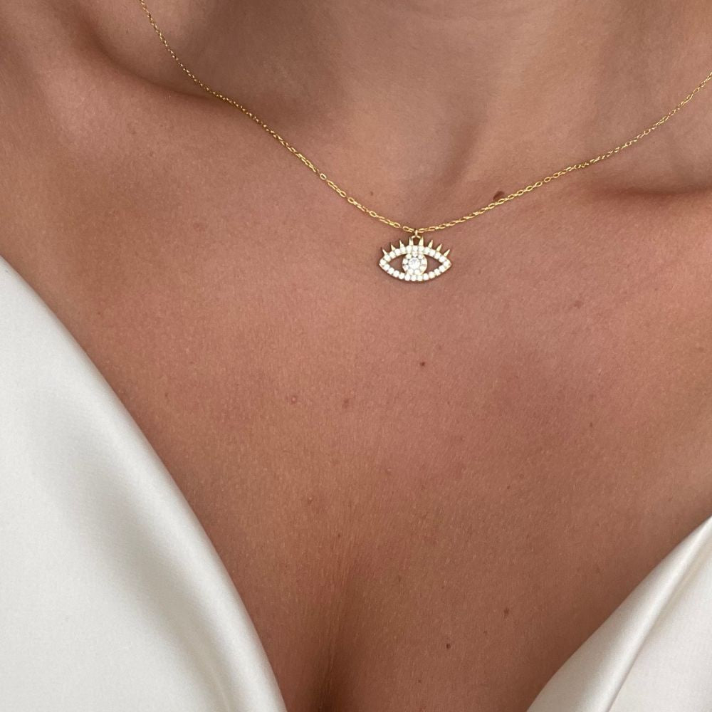 HILLARY TAŞLI GÖZ KOLYE | 925 GÜMÜŞ