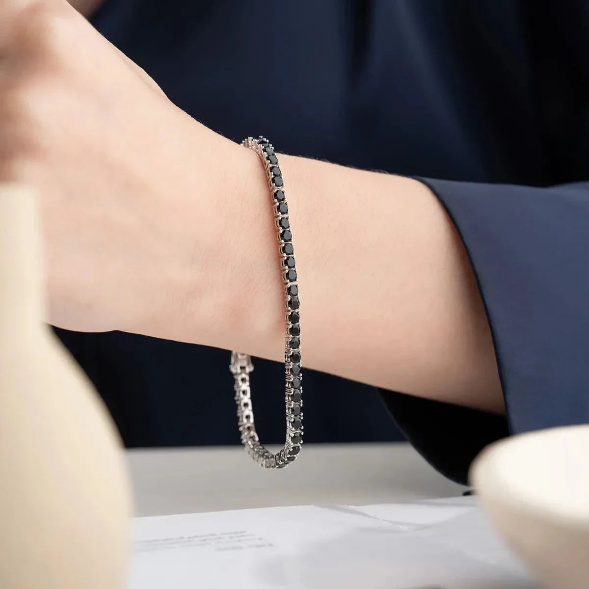 SİYAH TAŞLI SU YOLU BİLEKLİK | 925 GÜMÜŞ