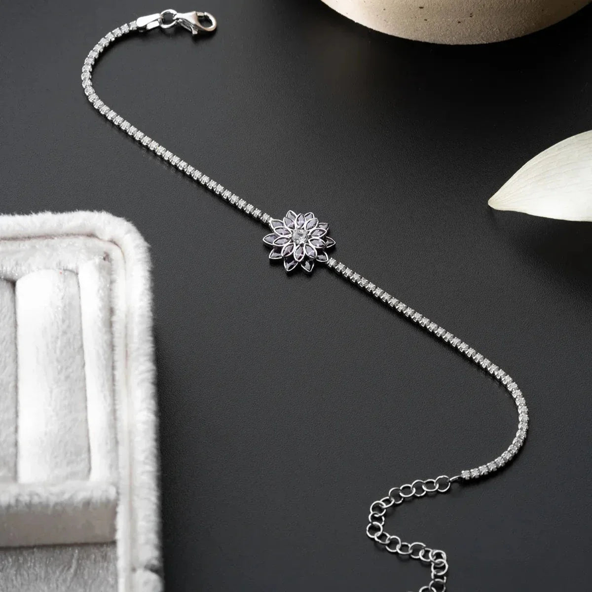 MOR TAŞLI LOTUS SU YOLU BİLEKLİK | 925 GÜMÜŞ