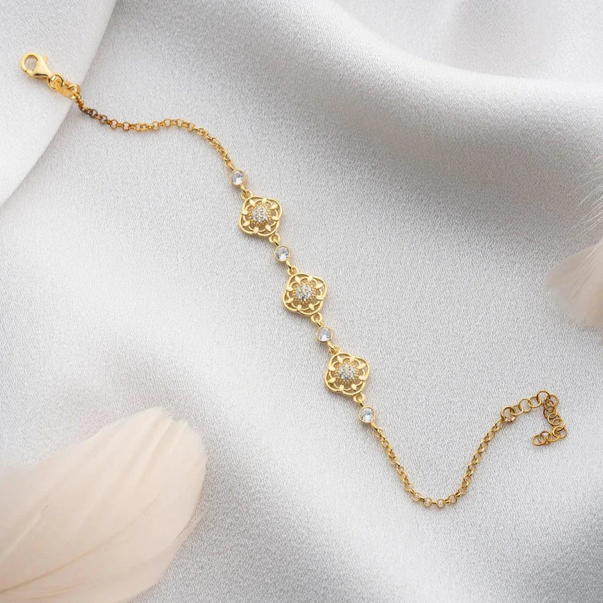 TAŞLI ÇİÇEK BİLEKLİK | 925 GÜMÜŞ