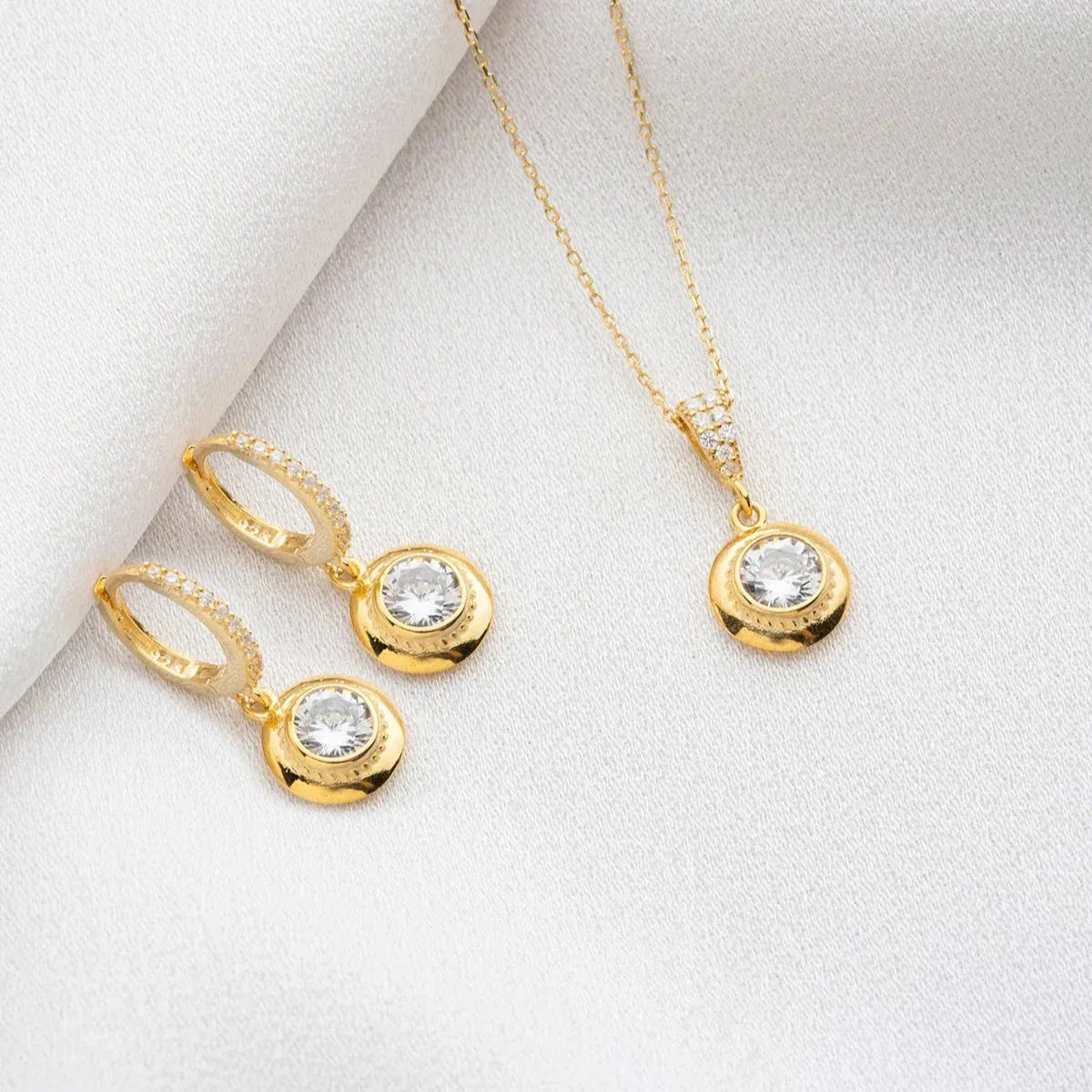 TEK TAŞ KOLYE KÜPE SET | 925 GÜMÜŞ