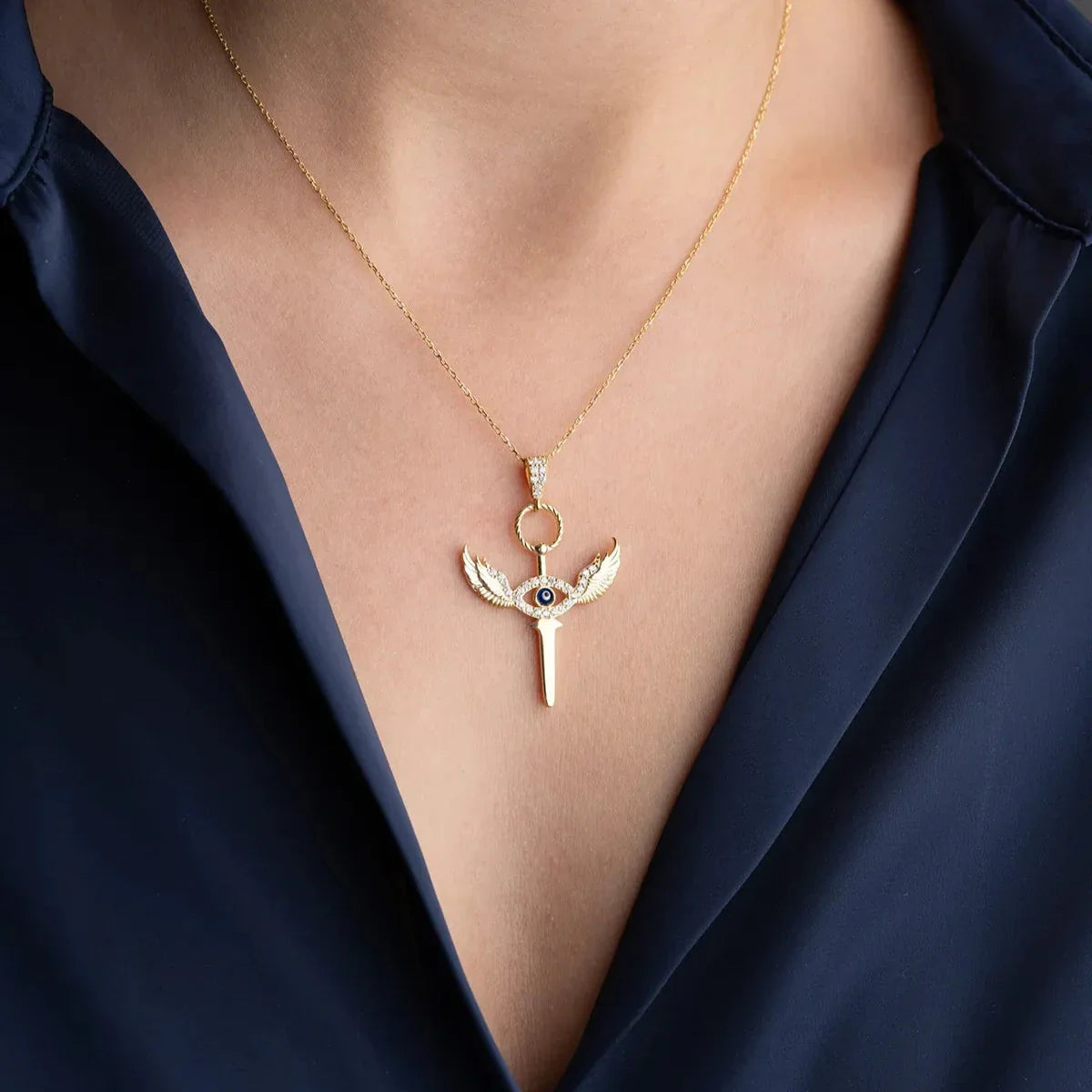 KANATLI GÖZ KILIÇ KOLYE | 925 GÜMÜŞ