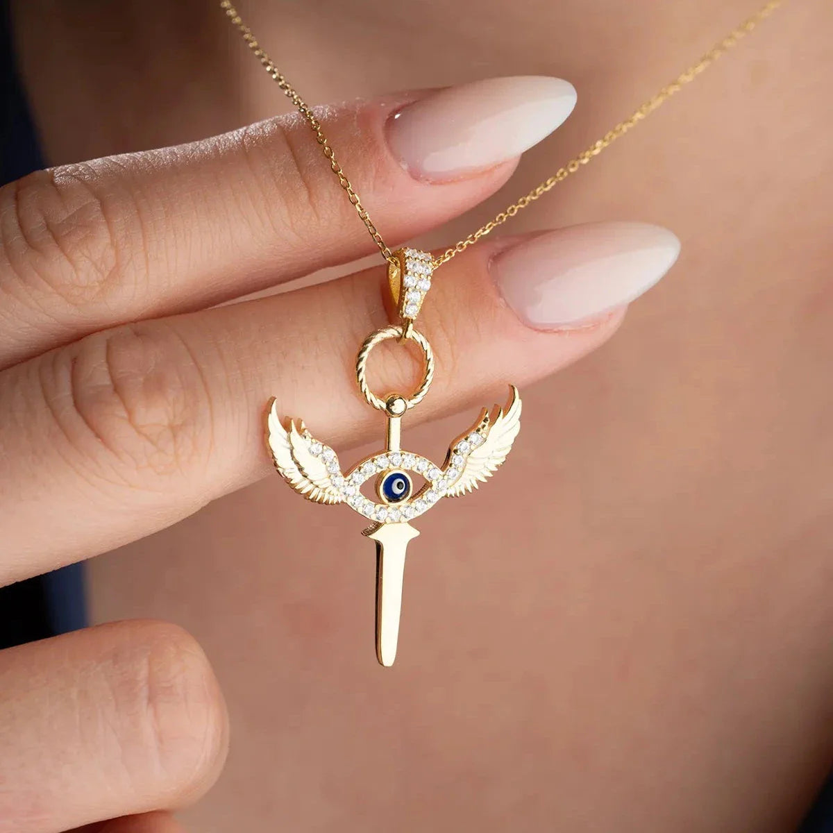 KANATLI GÖZ KILIÇ KOLYE | 925 GÜMÜŞ