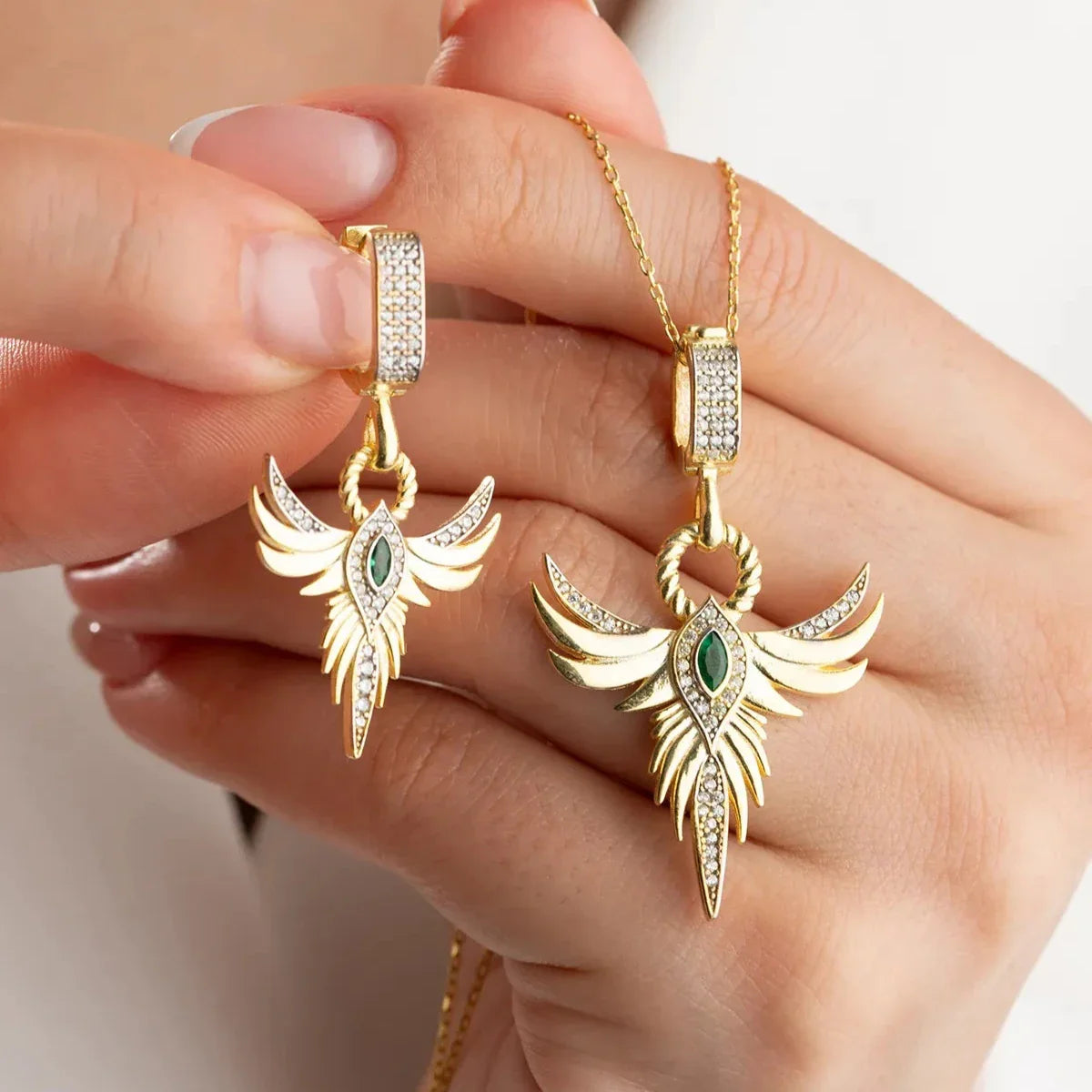 ZÜMRÜDÜANKA KOLYE KÜPE SET | 925 GÜMÜŞ