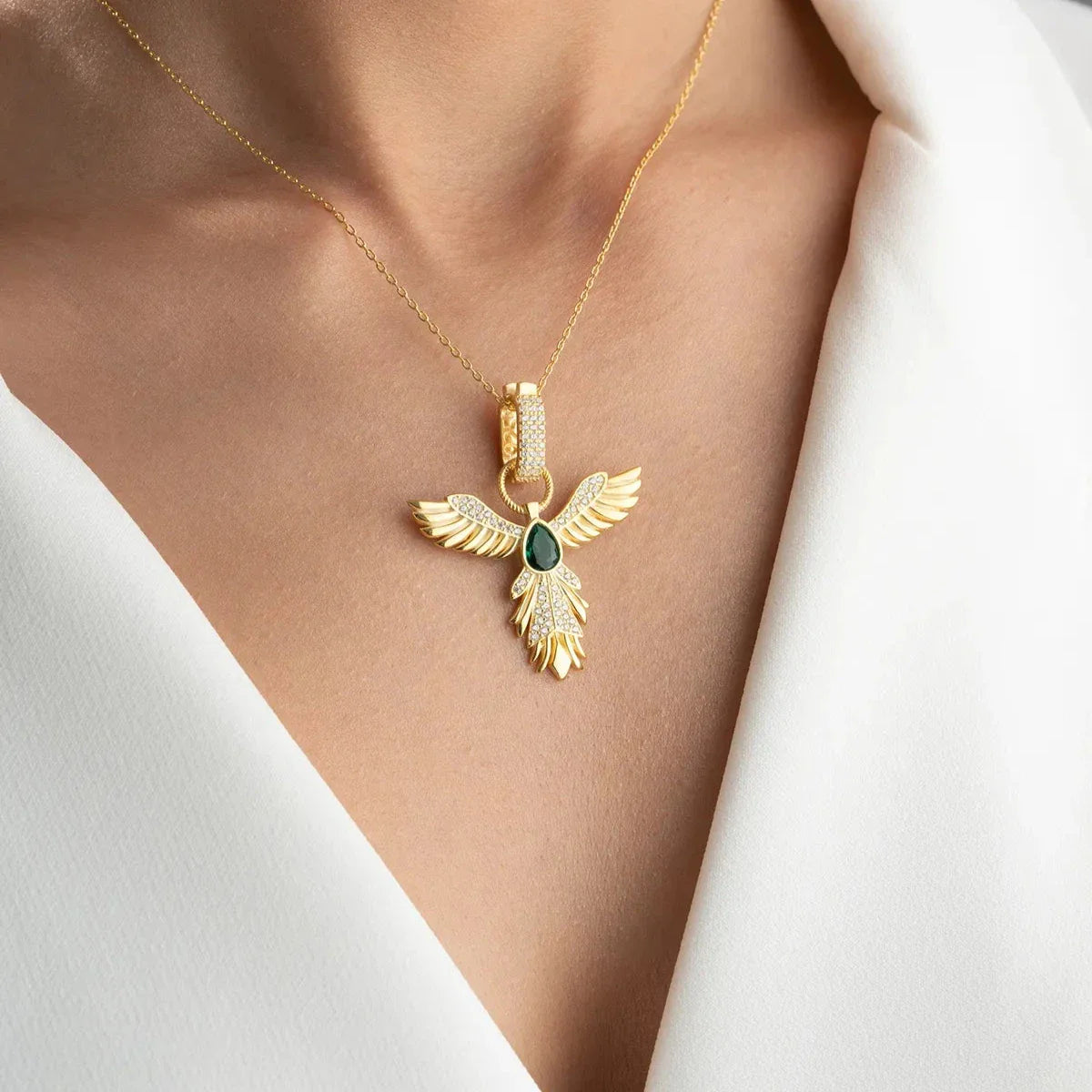 YEŞİL TAŞLI ZÜMRÜDÜANKA KOLYE | 925 GÜMÜŞ