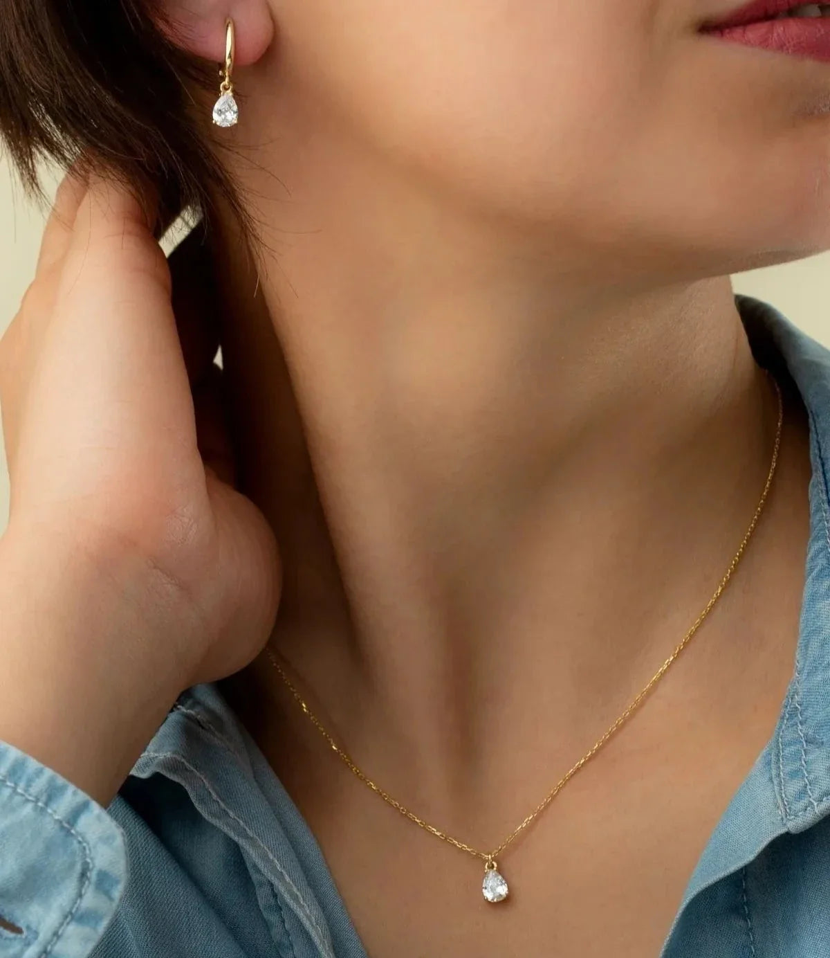 DAMLA TAŞLI KOLYE KÜPE SET | 925 GÜMÜŞ