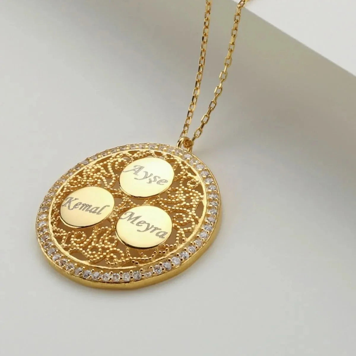 ÜÇLÜ GRAVÜR KOLYE | 925 GÜMÜŞ