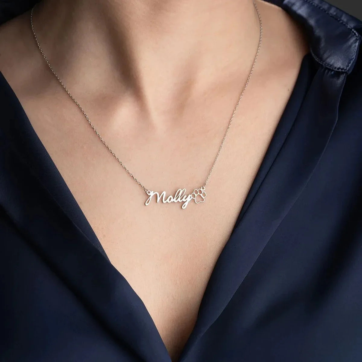 YATAY İSİMLİ PATİ KOLYE | 925 GÜMÜŞ