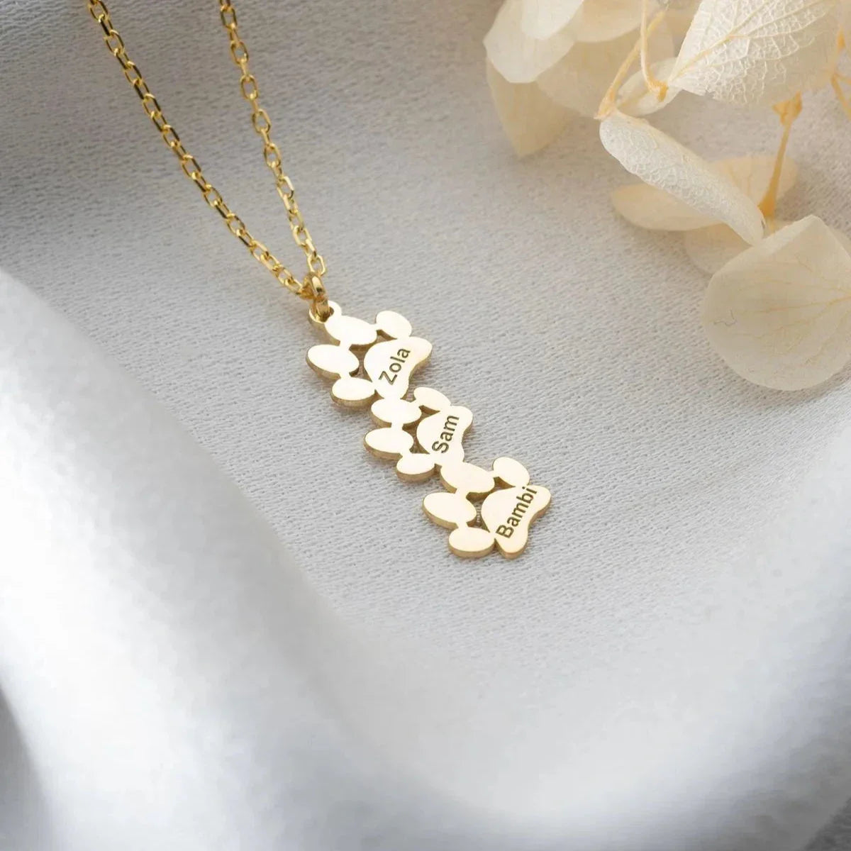 ÜÇ İSİMLİ PATİ KOLYE | 925 GÜMÜŞ