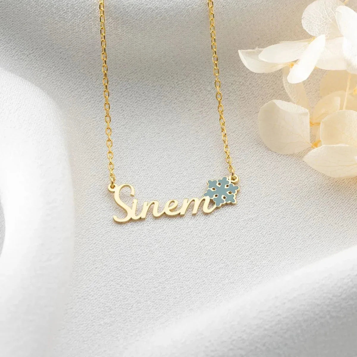 MİNELİ KAR TANESİ İSİM KOLYE | 925 GÜMÜŞ