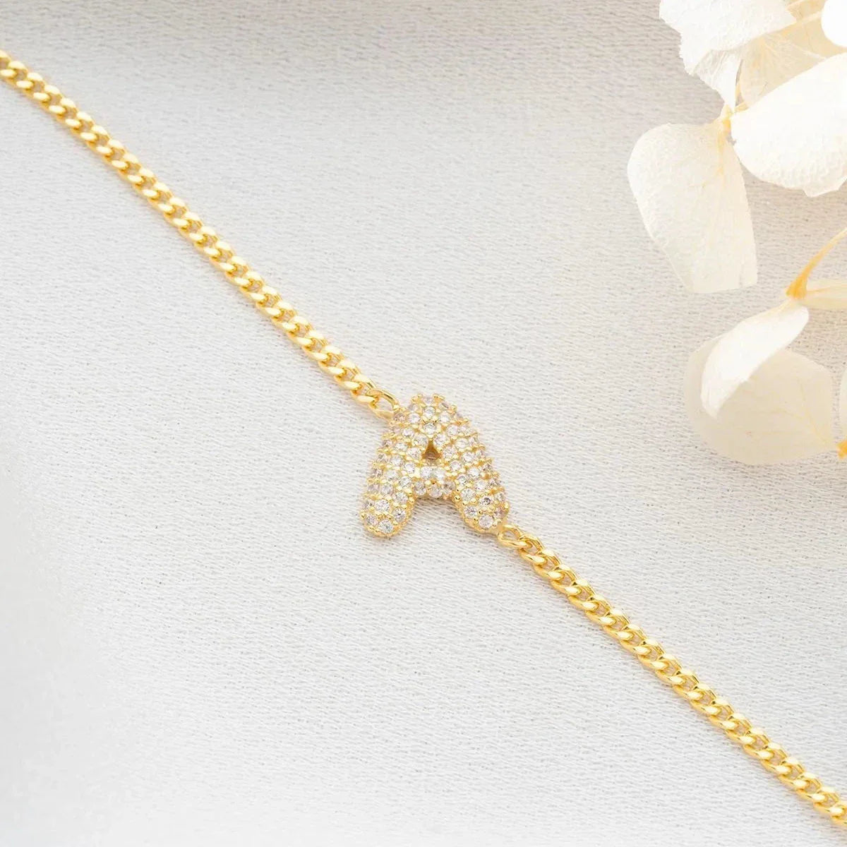 TAŞLI BALON HARF BİLEKLİK | 925 GÜMÜŞ