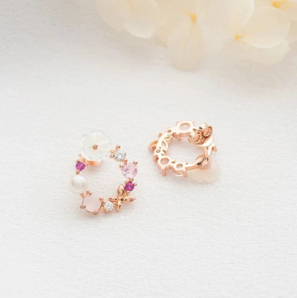 PEMBE SEDEFLİ ÇİÇEK KÜPE | 925 GÜMÜŞ