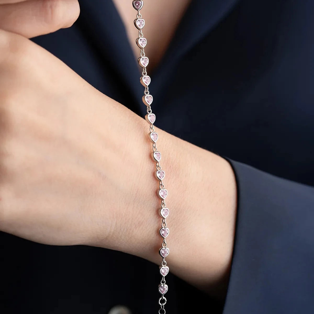 MİNİ ROZA KALP BİLEKLİK | 925 GÜMÜŞ