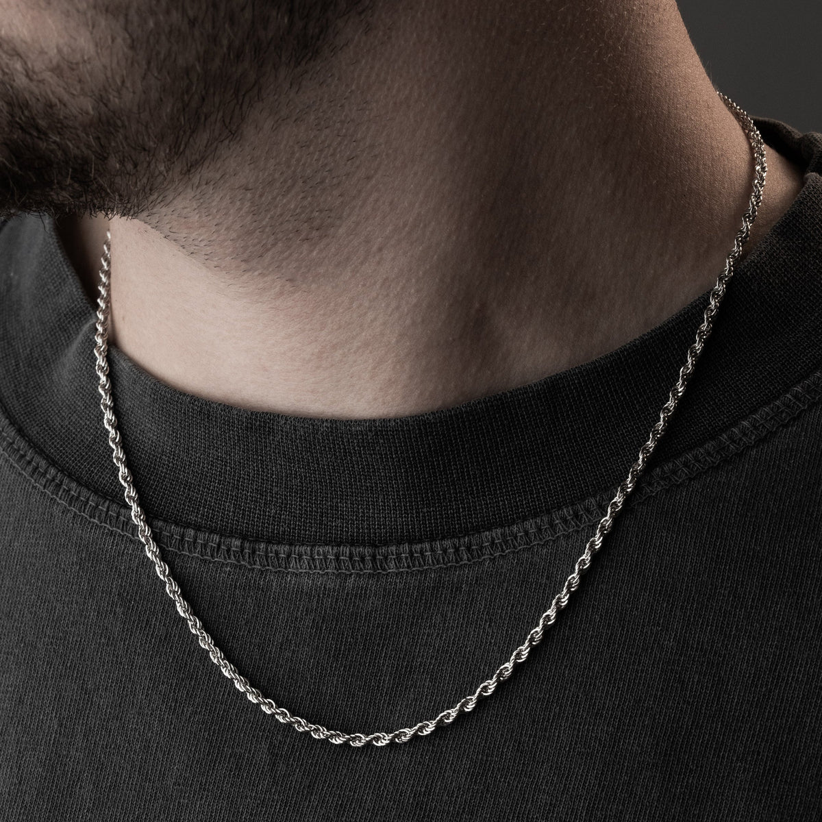 3 mm halat zincir erkek kolye, boyunda kullanımı.
