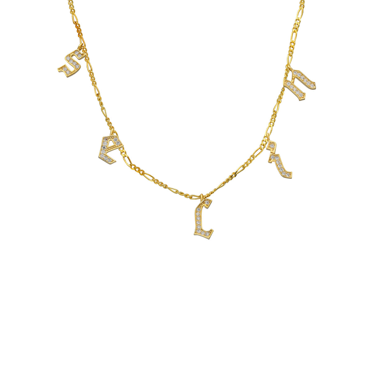 Kişiye Özel İsim Yazılı Taşlı Gotik Kolye | 925 Ayar Gümüş – Jeweliay Jewelry – 1