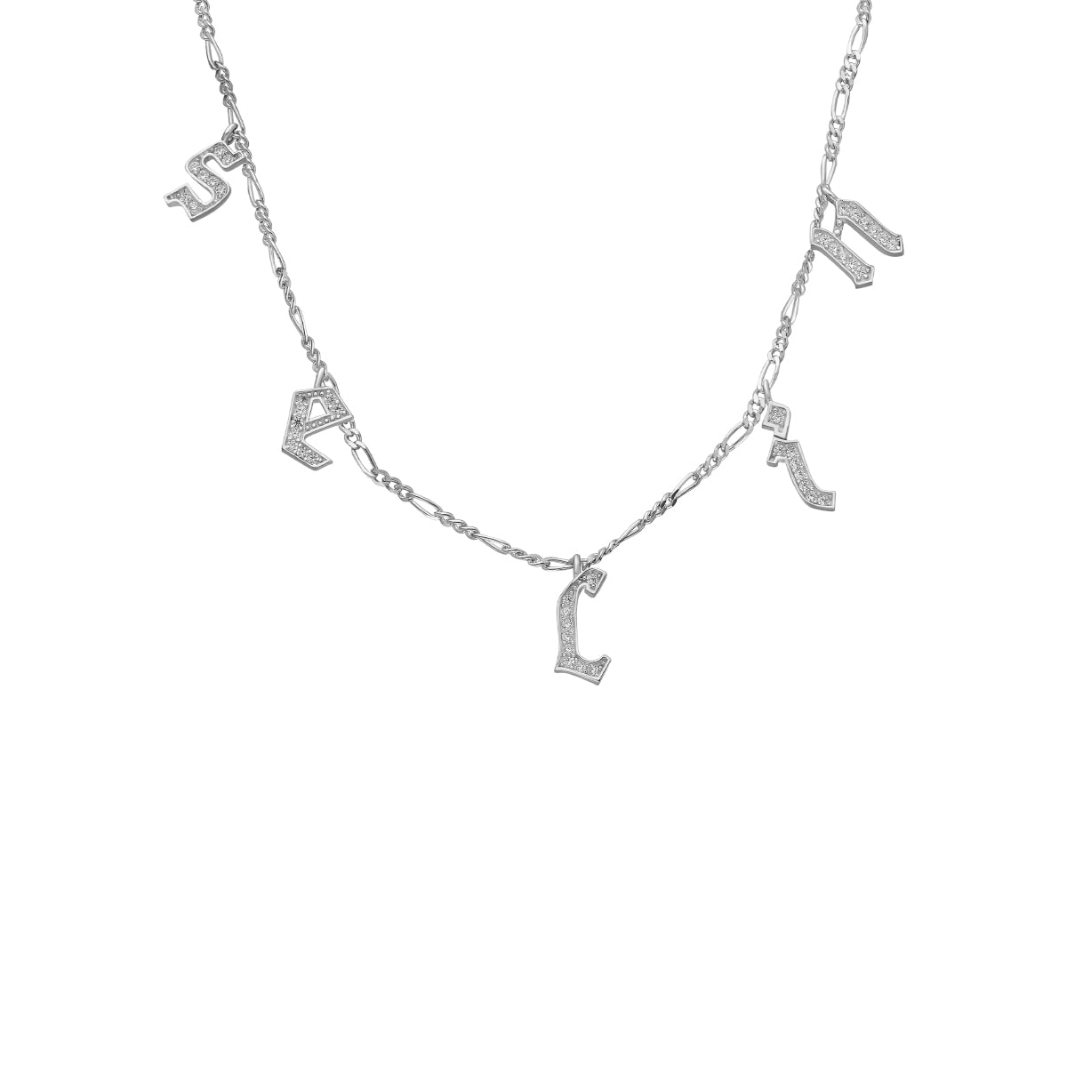 Kişiye Özel İsim Yazılı Taşlı Gotik Kolye | 925 Ayar Gümüş – Jeweliay Jewelry – 5