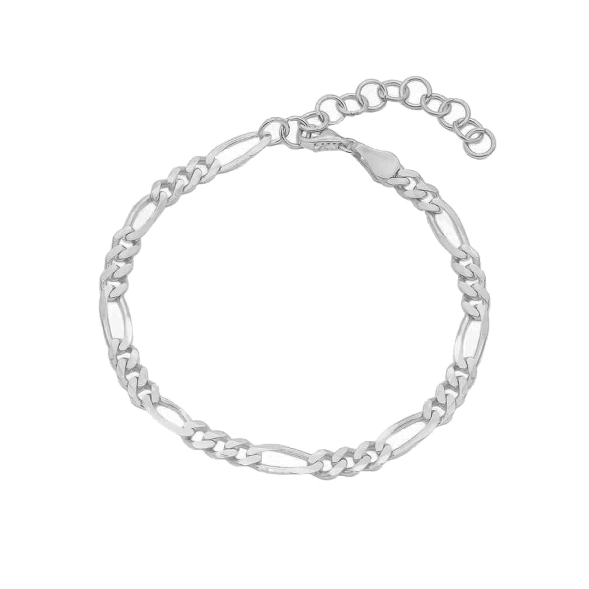 4 mm Figaro Zincir Bileklik | 925 Ayar Gümüş — Silver — beyaz fon #RENK_silver
