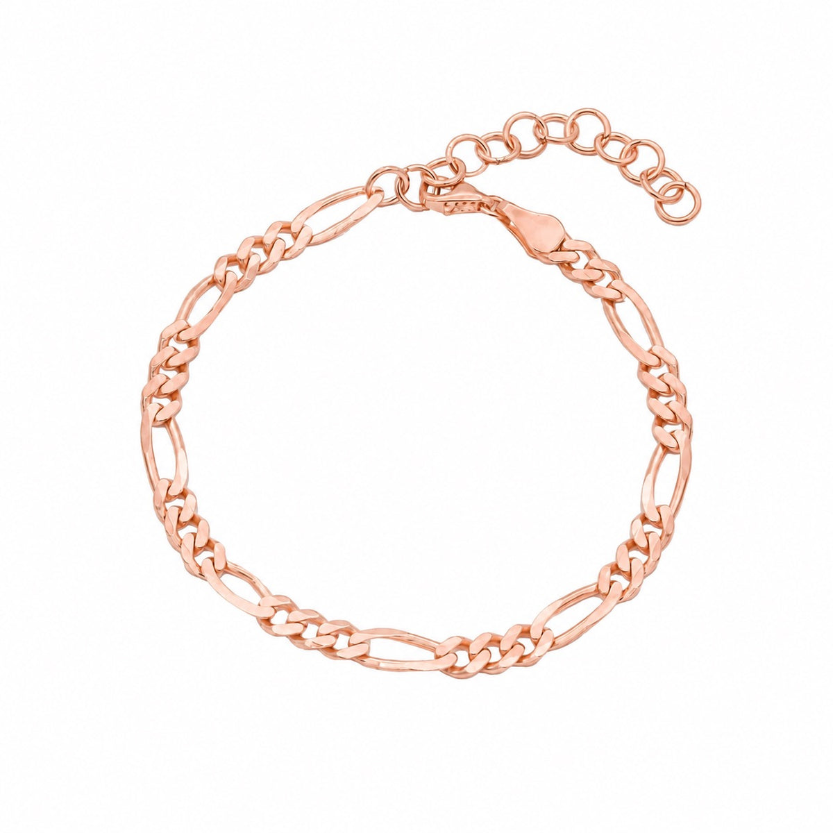 4 mm Figaro Zincir Bileklik | 925 Ayar Gümüş — Rose — beyaz fon #RENK_rose