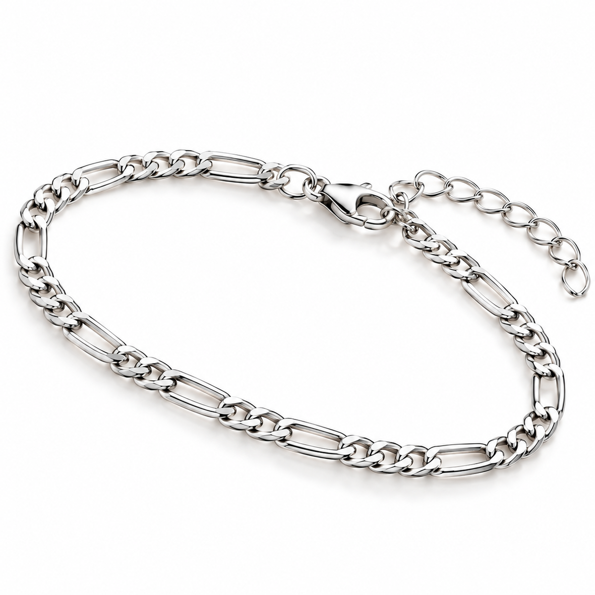 5 mm Figaro Zincir Erkek Bileklik | 925 Ayar Gümüş – Jeweliay Jewelry – 3 – Silver beyaz fon #RENK_silver