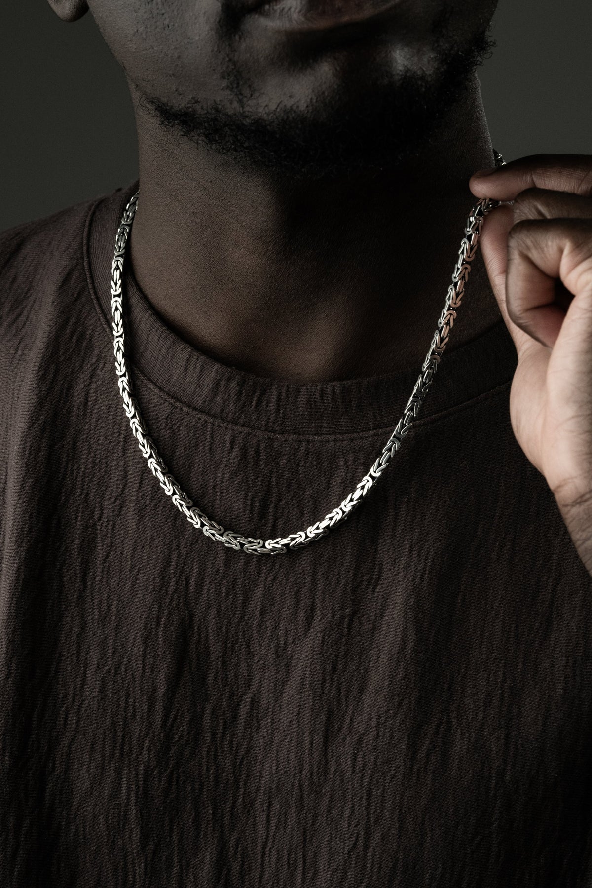 5 mm Kare Kral Zincir Erkek Kolye | 925 Ayar Gümüş – Jeweliay Jewelry – 8