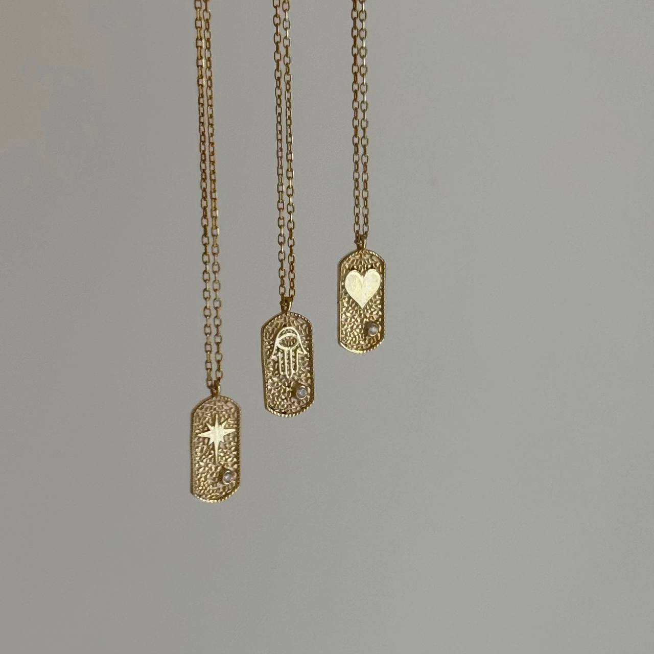 TAŞLI FATMA ANA ELİ 2 KOLYE | 925 GÜMÜŞ