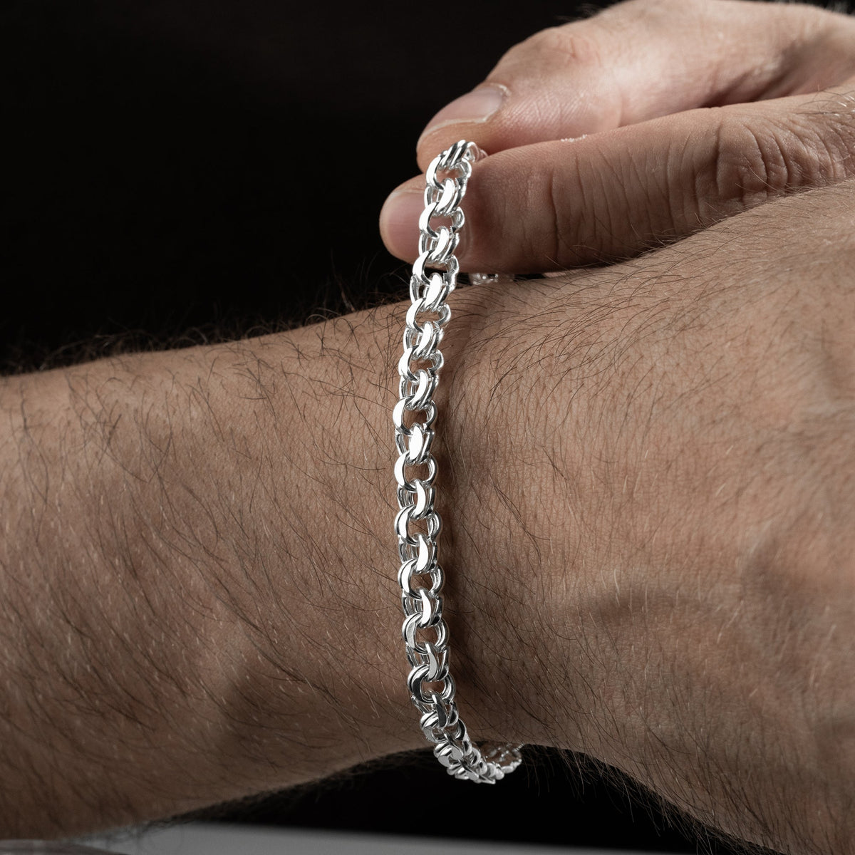 6 mm nonna zincir erkek bileklik, bilekte kullanımı.