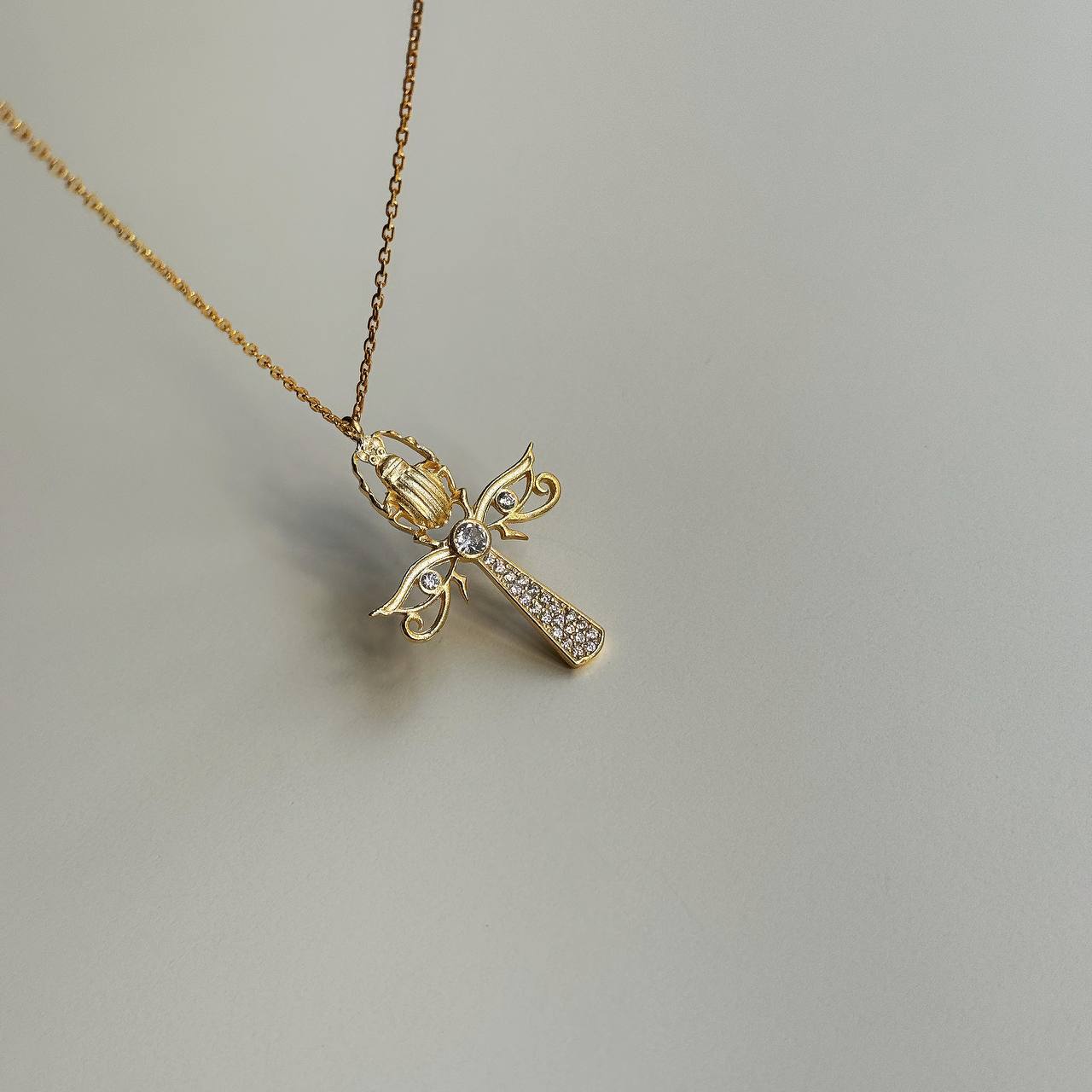 TAŞLI ANKH ANAHTARI KOLYE | 925 GÜMÜŞ