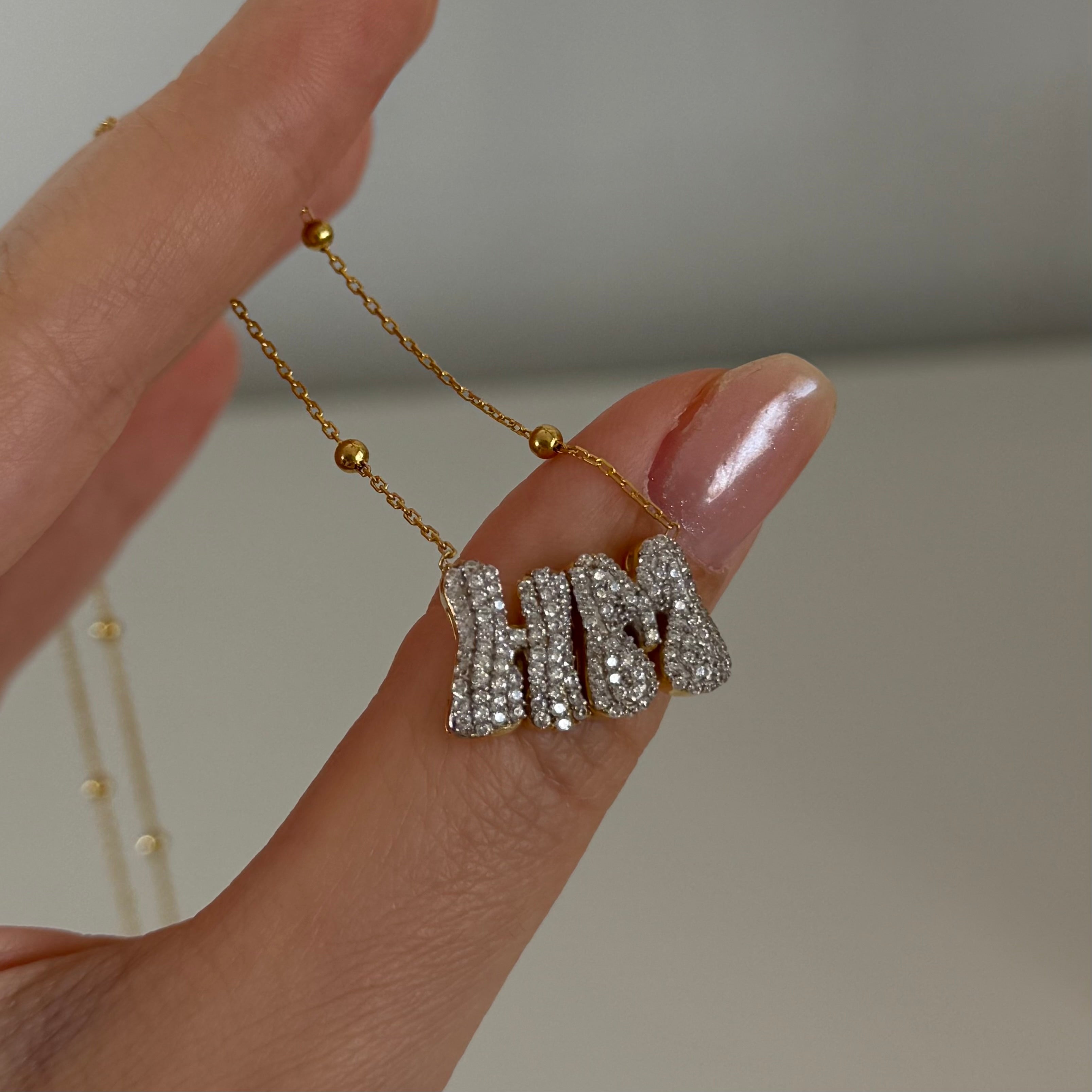 DOUBLE BUBBLE HARFLİ KOLYE | 925 GÜMÜŞ