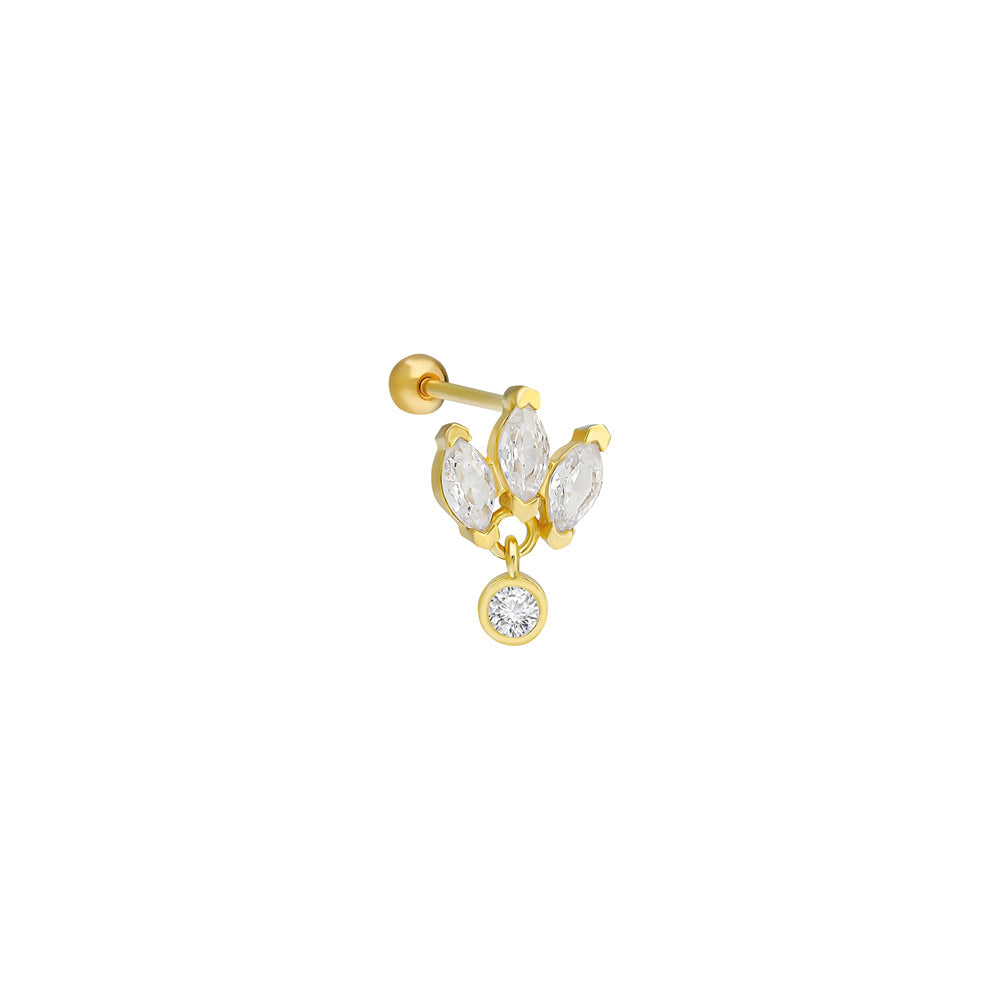ZİRKON TAŞ SALLANTILI PIERCING | 925 GÜMÜŞ