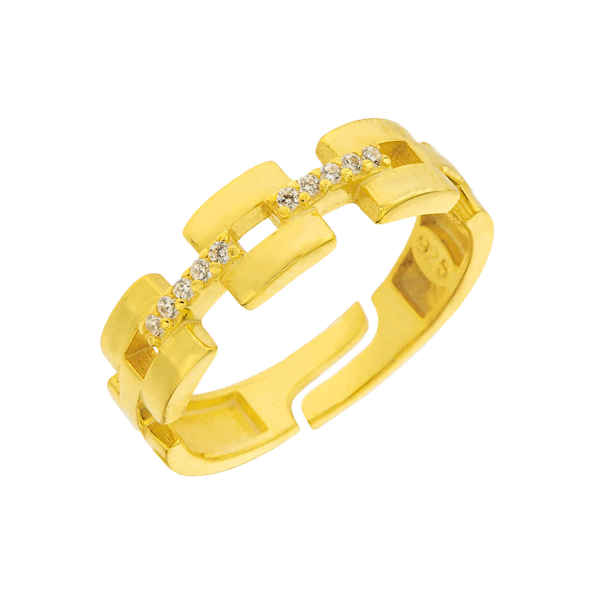 Taşlı Zincir Formlu Yüzük | 925 Ayar Gümüş – Jeweliay Jewelry – 1