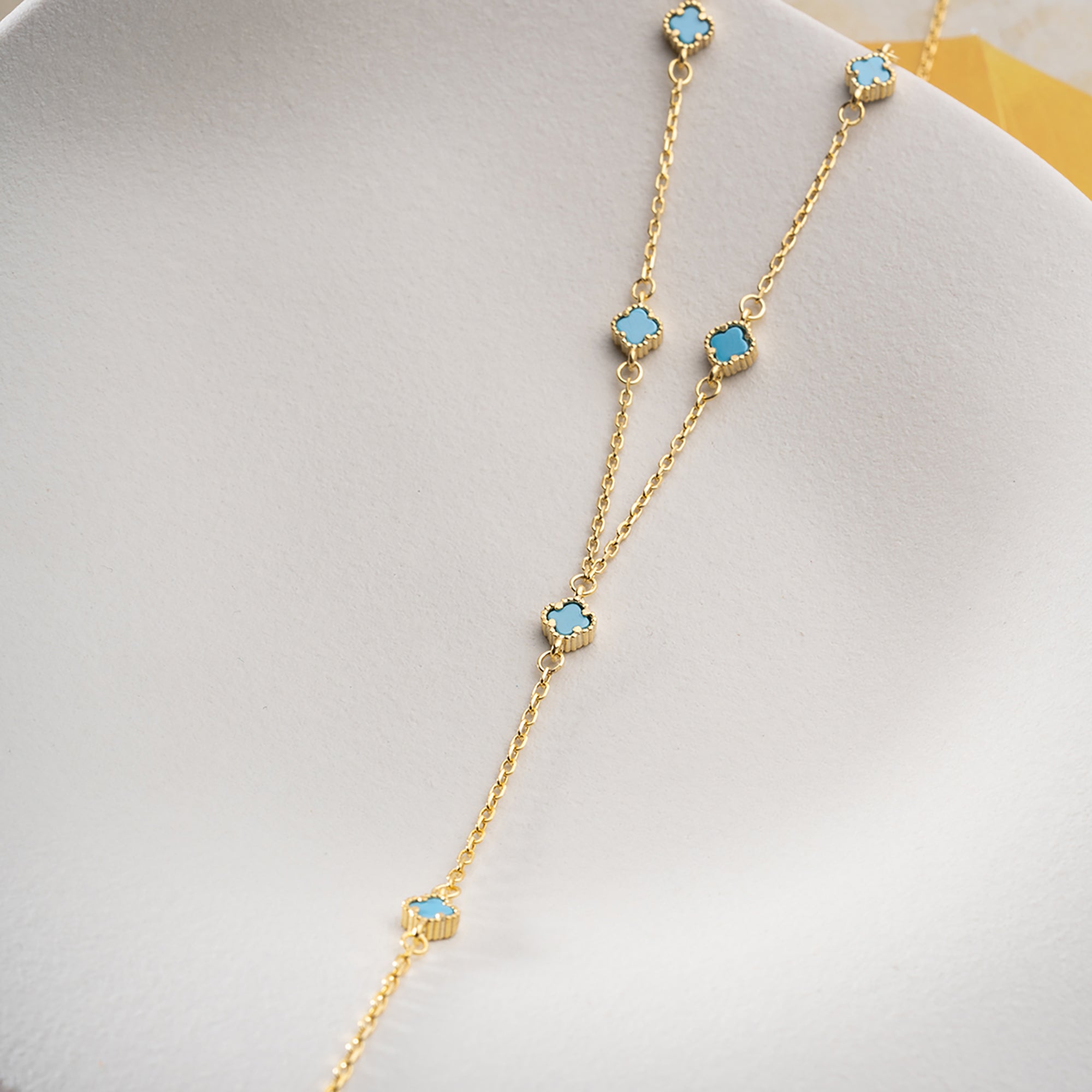 TURKUAZ MİNİ Y YONCA KOLYE  | 925 GÜMÜŞ