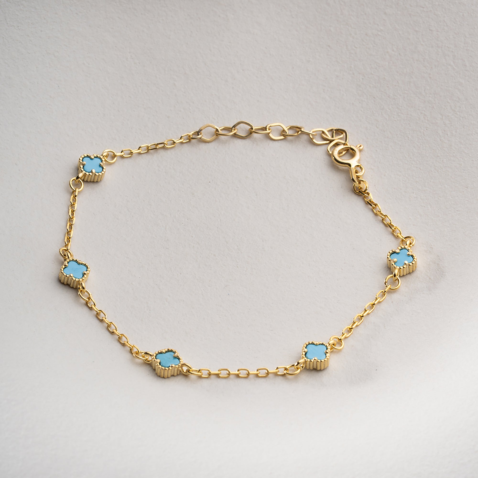 TURKUAZ TAŞLI ÇOKLU YONCA BİLEKLİK | 925 GÜMÜŞ