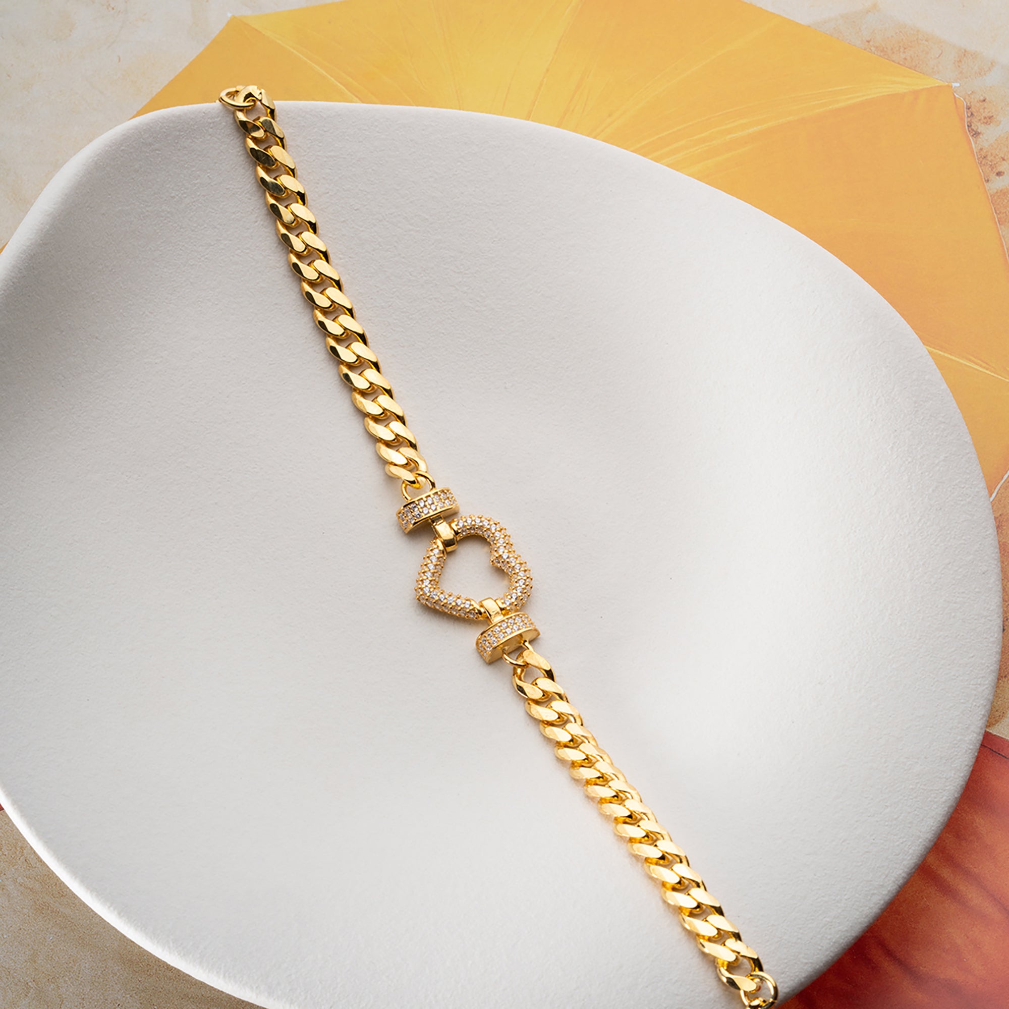 HACİMLİ TAŞLI KALP BİLEKLİK | 925 GÜMÜŞ