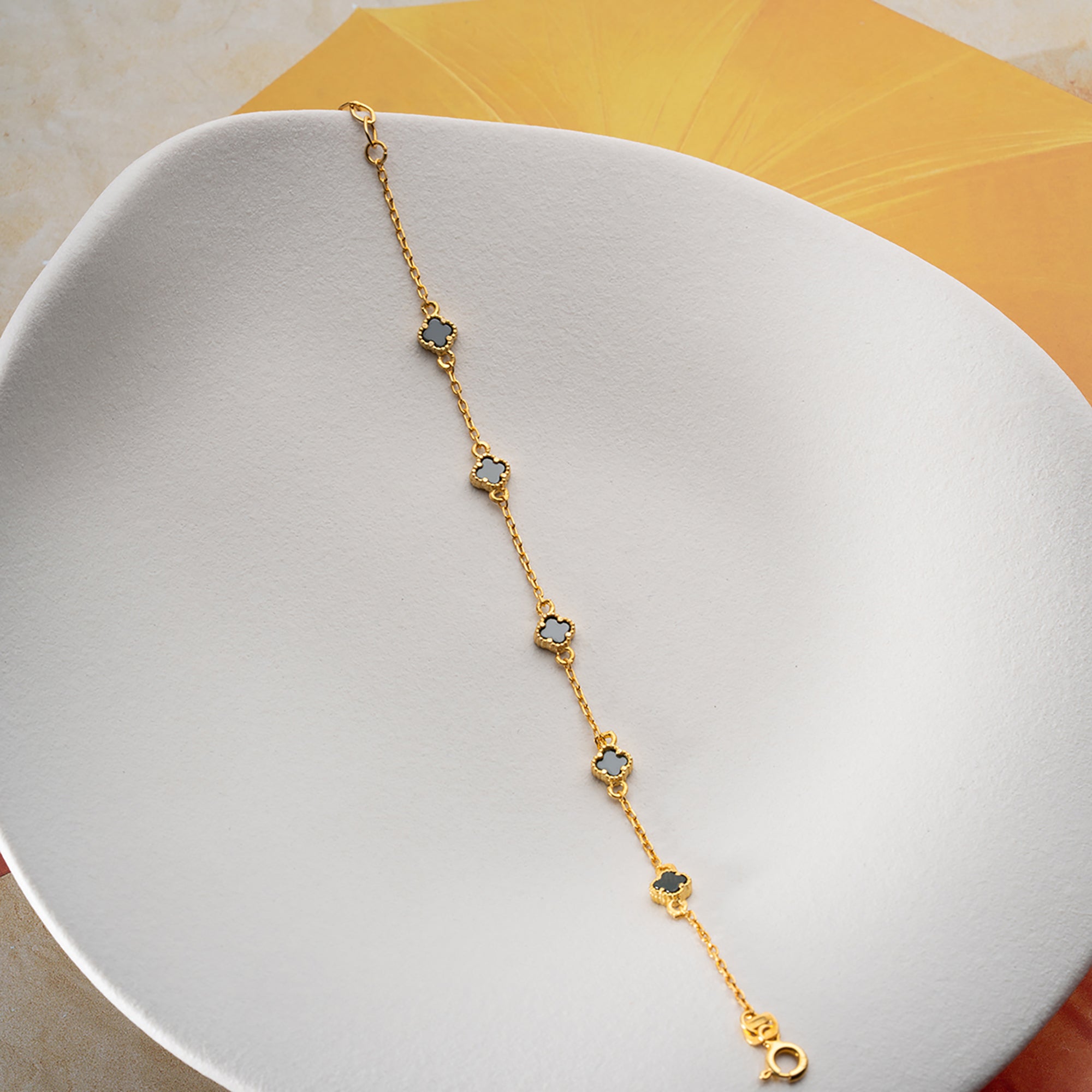 YEŞİL TAŞLI ÇOKLU YONCA BİLEKLİK | 925 GÜMÜŞ