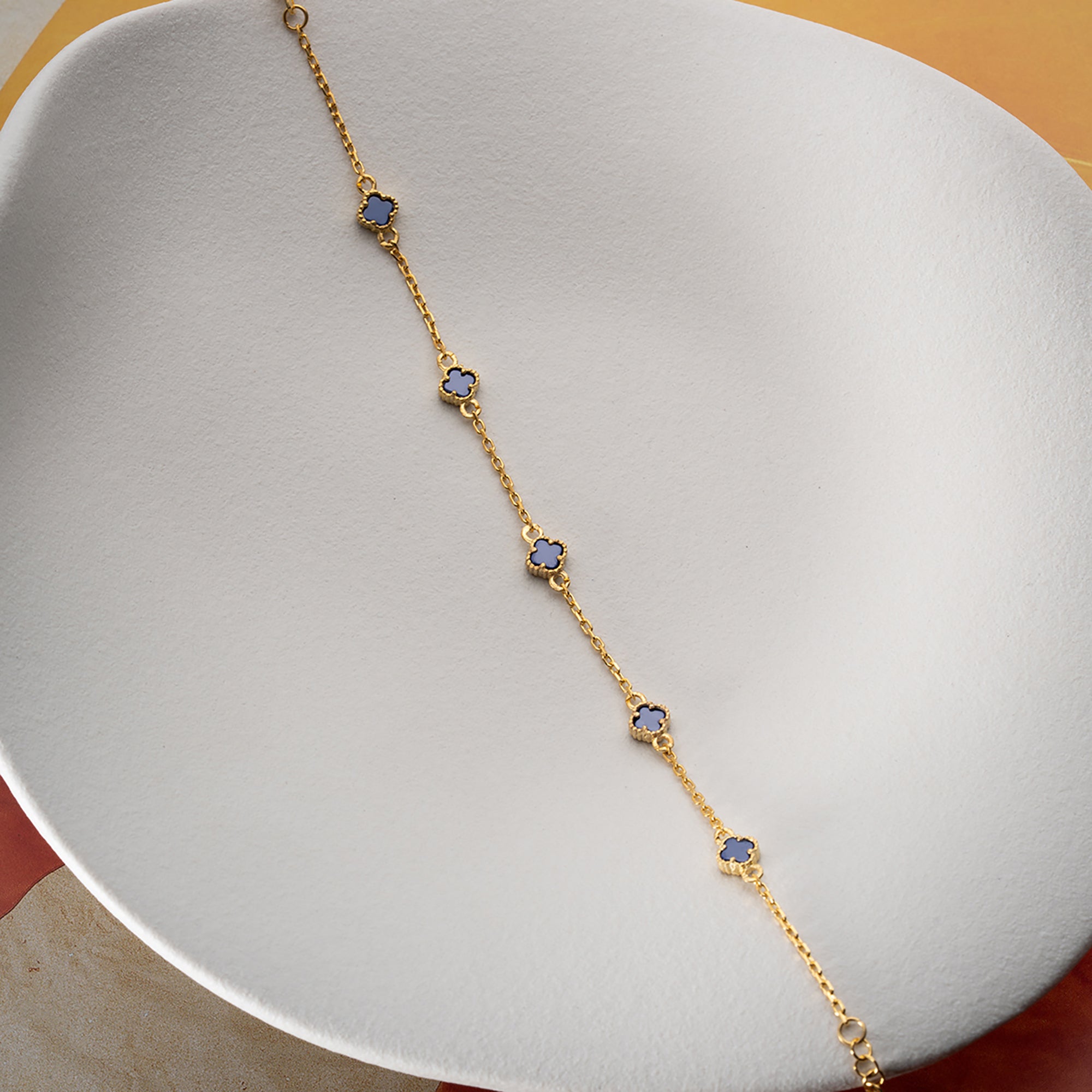 MAVİ TAŞLI ÇOKLU YONCA BİLEKLİK | 925 GÜMÜŞ