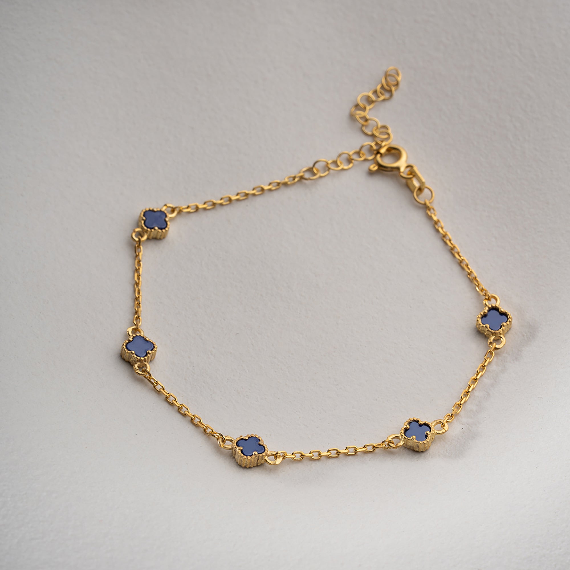 MAVİ TAŞLI ÇOKLU YONCA BİLEKLİK | 925 GÜMÜŞ