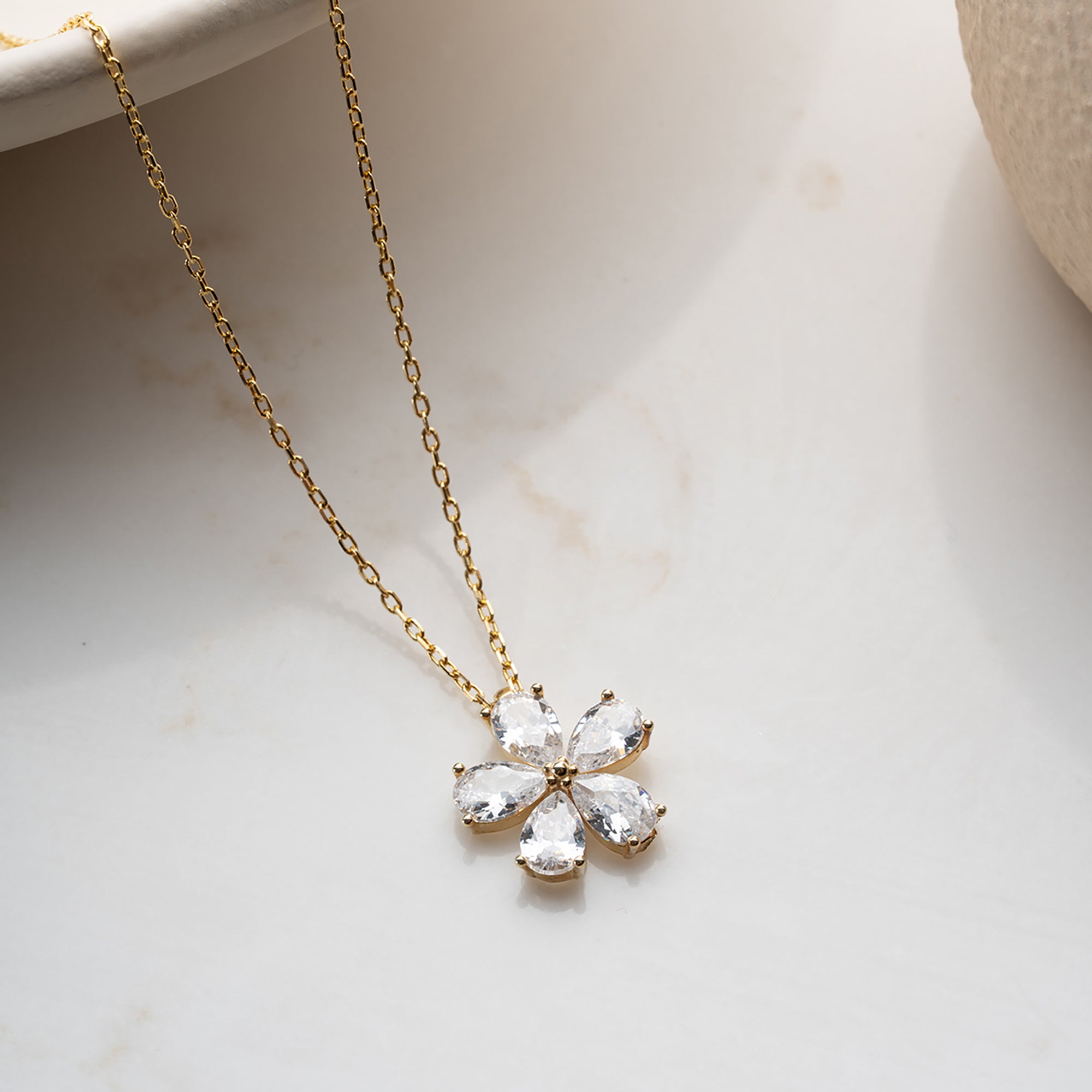 TAŞLI PAPATYA KOLYE | 925 GÜMÜŞ