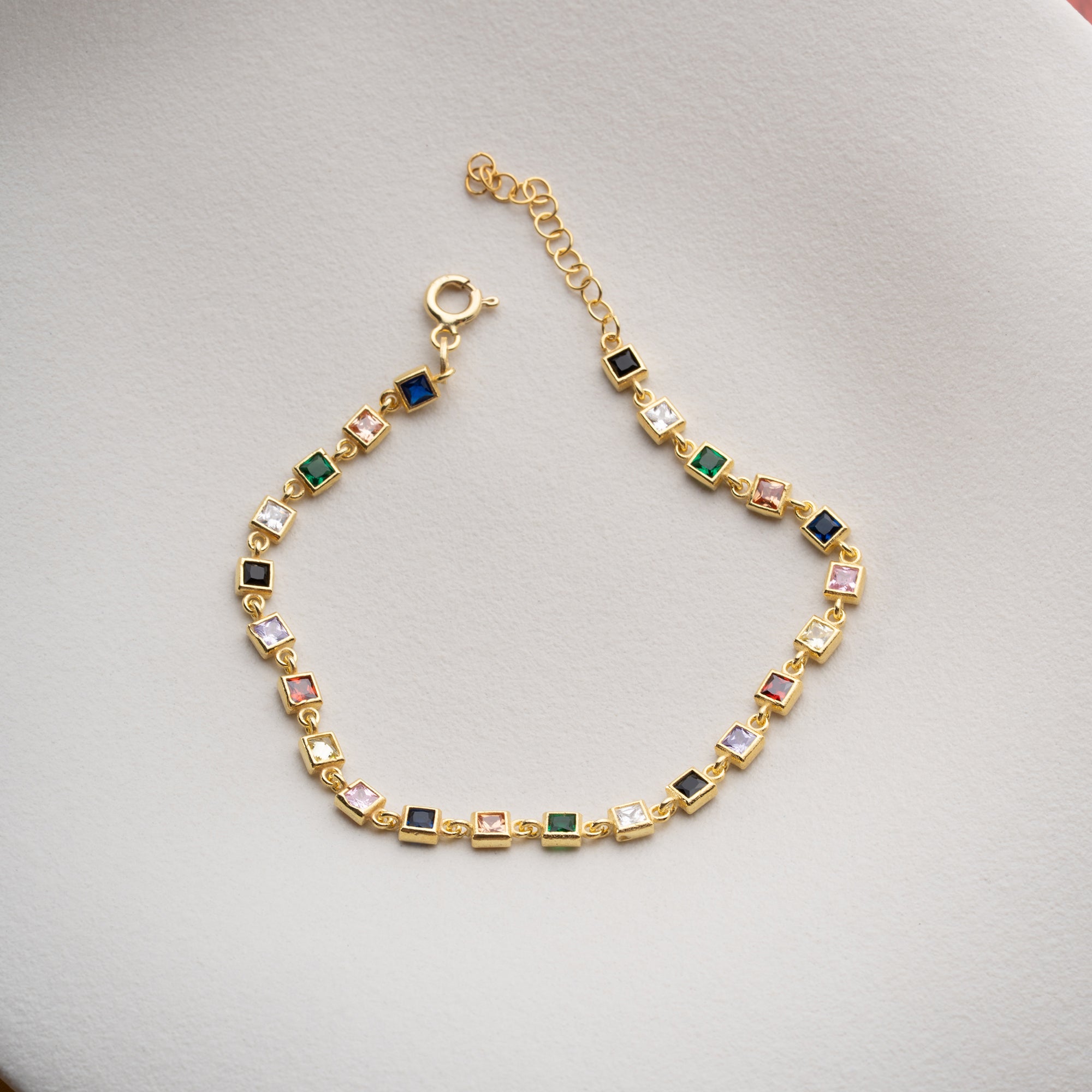 KARE MİX TAŞLI BİLEKLİK | 925 GÜMÜŞ