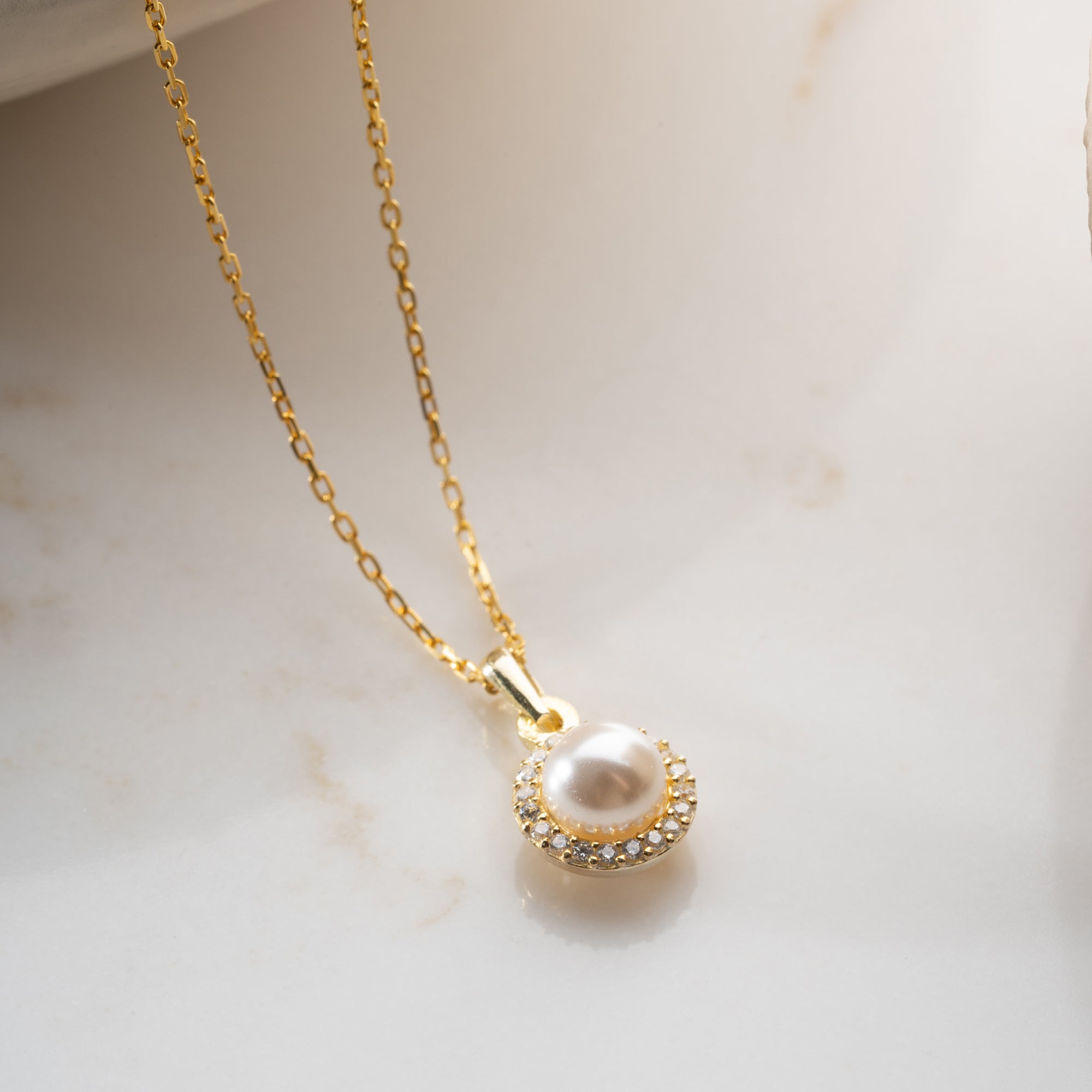 ZİRKON TAŞLI İNCİ MODEL KOLYE | 925 GÜMÜŞ