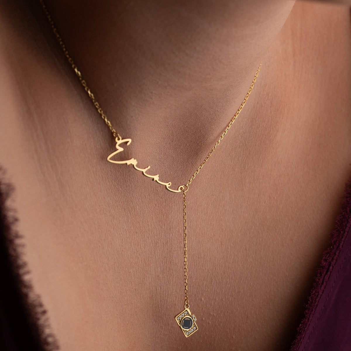 Kişiye Özel İsim Yazılı Fotoğrafçı Figürlü Y Kolye | 925 Ayar Gümüş – Jeweliay Jewelry – 2